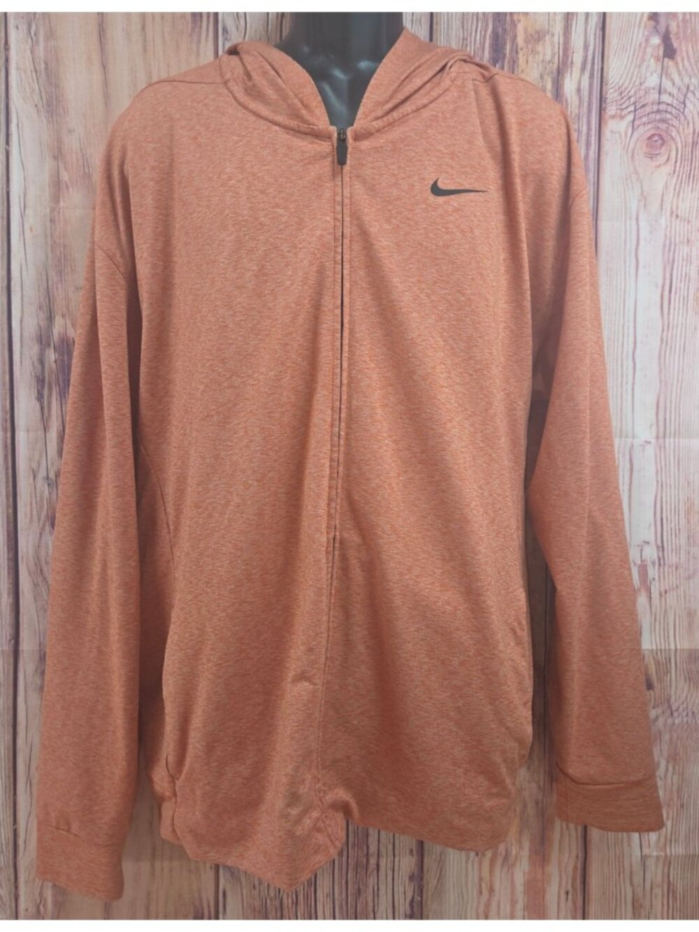 Nike Dri-Fit Mens Orange Full-Zip Athletic Hoodie XL